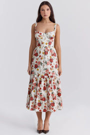 Elia | Damen Midi Kleid – Zartes Feminines Kleid für Sommer & Alltag 2026 – Blumen rot