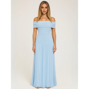 Elira | Damen Maxi Kleid Für Hochzeitsgast Mit Falten Design – Hellblau