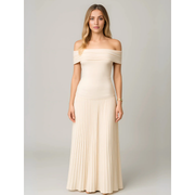 Elira | Damen Maxi Kleid Für Hochzeitsgast Mit Falten Design – Beige