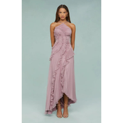 Elora | Damen Maxi Sommerkleid Rüschen Neckholder – Rosa