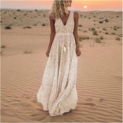 Eloria | Damen Sommerkleid Maxi im Boho Stil Modern – Beige