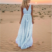 Eloria | Damen Sommerkleid Maxi im Boho Stil Modern – Himmelblau