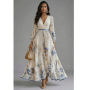 Else | Damen Maxikleid Mit Blumenmuster – Weiß