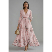 Else | Damen Maxikleid Mit Blumenmuster – Rosa