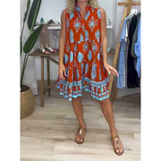 Elvira | Damen Sommerkleid Mini im Boho Stil Kurz mit V-Ausschnitt – Weinrot