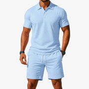 Emmerich | Herren Outfit mit Poloshirt und Shorts – Hellblau