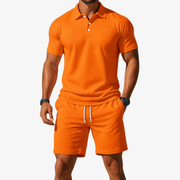 Emmerich | Herren Outfit mit Poloshirt und Shorts – Orange