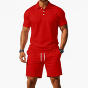 Emmerich | Herren Outfit mit Poloshirt und Shorts – Rot