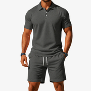 Emmerich | Herren Outfit mit Poloshirt und Shorts – Dunkelgrau