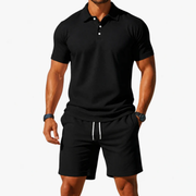 Emmerich | Herren Outfit mit Poloshirt und Shorts – Schwarz