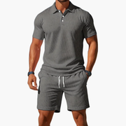Emmerich | Herren Outfit mit Poloshirt und Shorts – Hellgrau