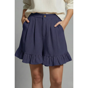 Enya | Damen Shorts Mit Rüschen Saum Für Urlaub – Marineblau