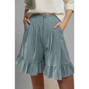 Enya | Damen Shorts Mit Rüschen Saum Für Urlaub – Blaugrün