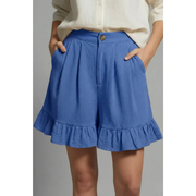 Enya | Damen Shorts Mit Rüschen Saum Für Urlaub – Blau