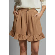 Enya | Damen Shorts Mit Rüschen Saum Für Urlaub – Khaki
