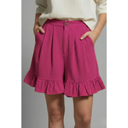 Enya | Damen Shorts Mit Rüschen Saum Für Urlaub – Rosenpink