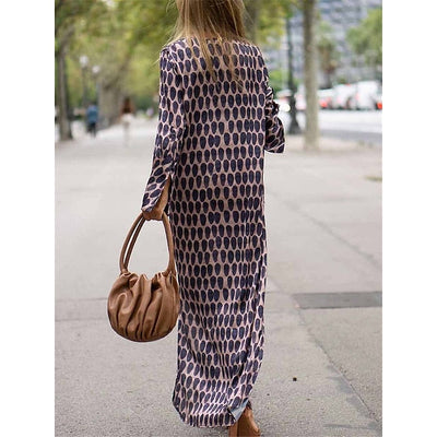 Maxikleid mit printmuster und langen armeln