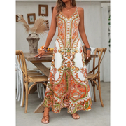Estela | Damen Bequemes Sommerkleid Maxi – Orange