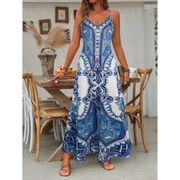 Estela | Damen Bequemes Sommerkleid Maxi – Blau