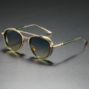 Ethan | Herren Sonnenbrille Aviator Retro Gold Polarisiert – Himmelgrün