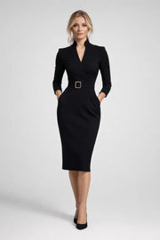 Etuikleid Damen Midi Elegant – Schwarz
