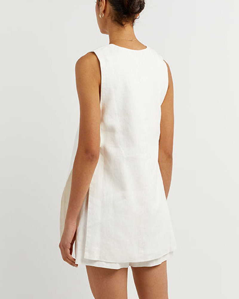 Jennifer - Ärmelloses Set mit Knopfleiste Damen