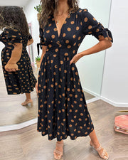 Daniela | Feminines Kleid mit Punktmuster – Schwarz (Fast ausverkauft)