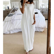Adalynne - Legeres schulterfreies Maxikleid – Weiß