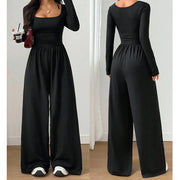 Elanisse - Weitbeiniger Soft-Touch-Jumpsuit – Schwarz