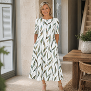 Adriah - Elegantes Blumenkleid – Grün