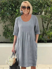Bridget | Locker sitzendes Kleid mit Taschen – Grau