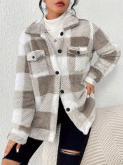 Elisa | Kuschelige Karo Fleecejacke Damen Stil – Khaki