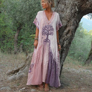 Carivienne - Vintage-Maxikleid mit Baum-Print – Lila