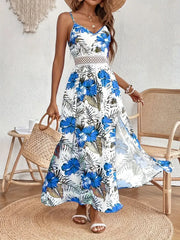 Paula | Blumen Maxikleid Boho Eleganter Stil – royal blue