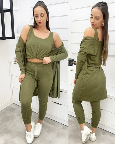 Freizeitset mit Schulter-Cut-Outs | Dreiteilig | Lässiger Komfort