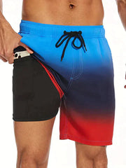 Herren Schnelltrocknende Badehose Mit Kompressions-Innenshorts – Sportliche Strandshorts – Das Leuchten des Sonnenuntergangs