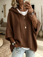 Celandria - Oversized Kurzarm-Hoodie in Soft-Touch-Qualität – Braun