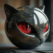 Bellanora - skulpturales Katzenkopf-Ornament – Rot