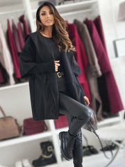 Esteliane - Legerer Cardigan mit Cape-Ärmeln – Schwarz