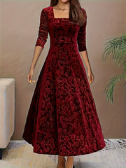 Marlene | Samtkleid Damen elegant & stylisch für Urlaub – Rot