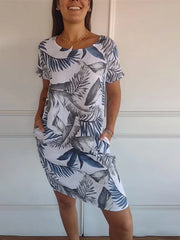 Hilda | Damen Baumwolle Leinen Sommerkleid Taschen – Leinen Baumwollkleid 2026 – Weiß Stil 2