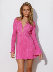 Figurbetontes Minikleid V-Ausschnitt – Rosa