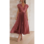 Finja | Damen Maxi Kleid Mit Falten Für Alltag – Altrosa
