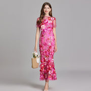 Florales Maxikleid Elegant – Rosa