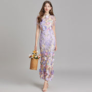 Florales Maxikleid Elegant – Lila