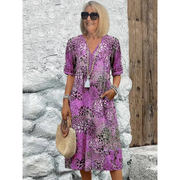 Florentina | Damen Stilvolles Sommerkleid Floral Komfort – Violett