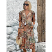 Florentina | Damen Stilvolles Sommerkleid Floral Komfort – Beige