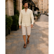 Franz | Herren Trachtenhemd mit Stehkragen – Beige