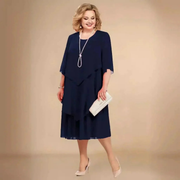Franzi | Stilvolles Midi-Abendkleid in Große Größen – Marineblau