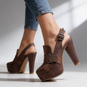 Aderynne - Gepolsterte High Heels mit Plateau – Braun